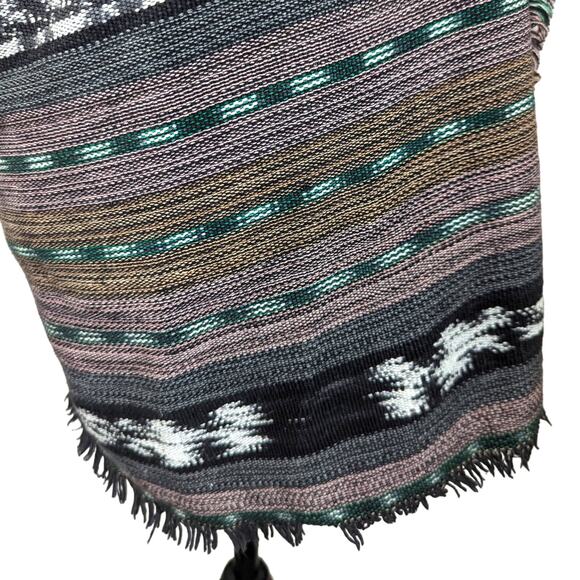 Vintage Southwestern Handmade Vest Serape Blanket Fringe Aztec Womens OS VTG - Picture 4 of 7